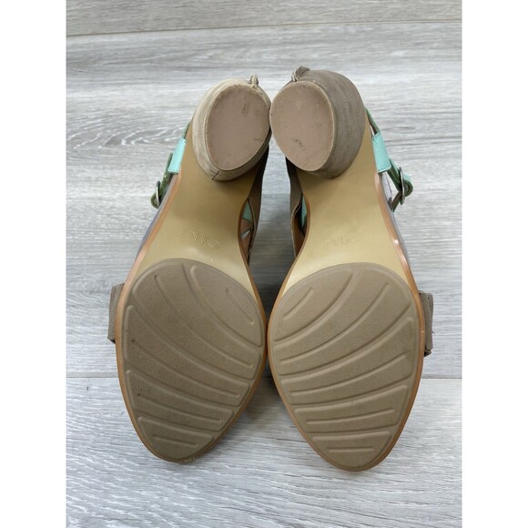 EMU Australia Ever Women's Brown Suede Turquoise Heel Sanal 8 Ankle Strap Shoes - Picture 6 of 10
